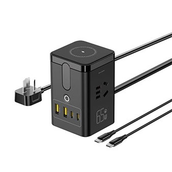 品胜65W氮化镓三合一磁吸桌面充套装(MagStation)(KF25）黑色-SMB