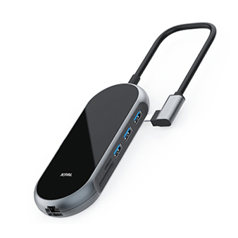 JCPal Linx Onyx USB-C 9合1镜面 扩展坞（VGA+3*USB3.0+HDMI+PD+RJ45+SD/TF2.0）-SMB