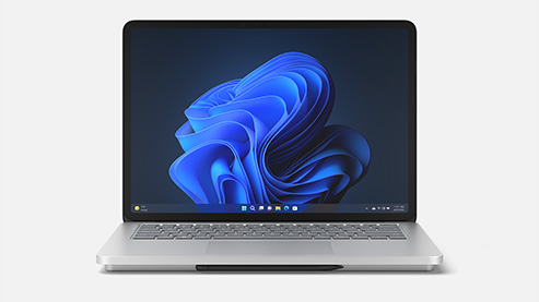 笔记本电脑模式下的 Surface Laptop Studio 2 商用版。