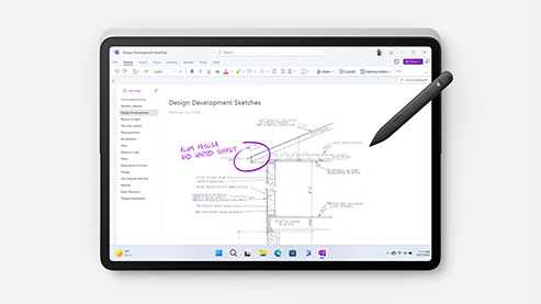 一台在创意画布下的 Surface Laptop Studio 2 商用版。