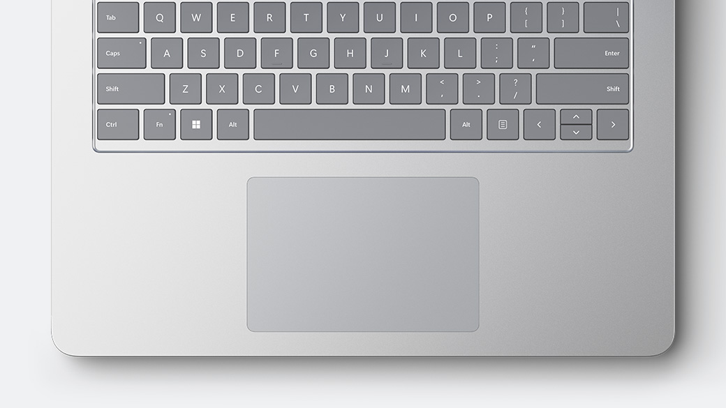 Surface Laptop Studio 2 商用版上的 Precision Haptic 触摸板的俯视图。