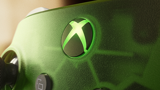 XBOX 无线控制器 X25 特别版上的 Xbox 按键特写
