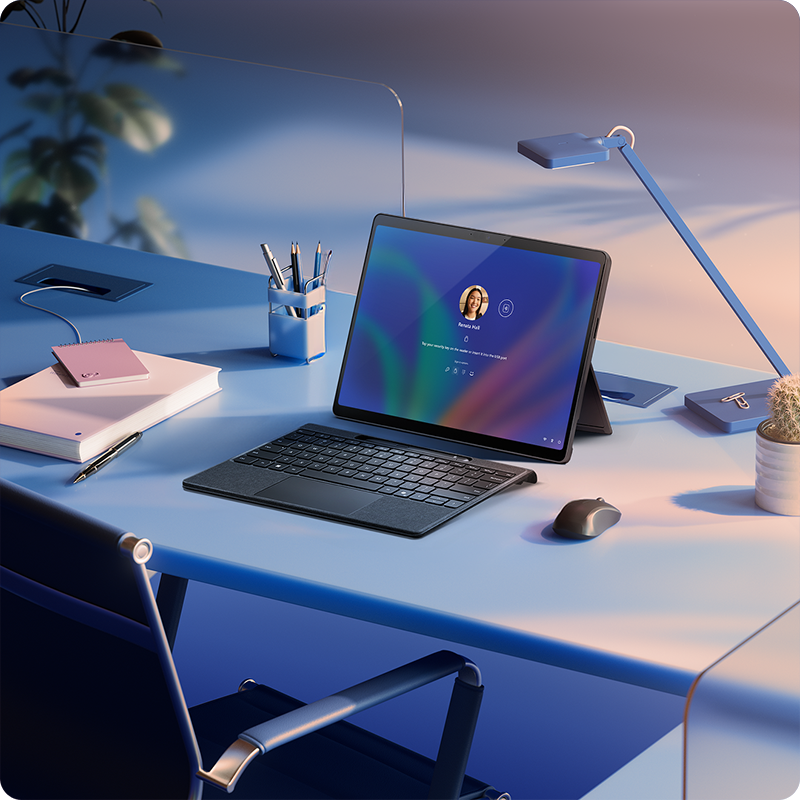 Surface Pro 商用版上的 Windows Hello 登录屏幕。