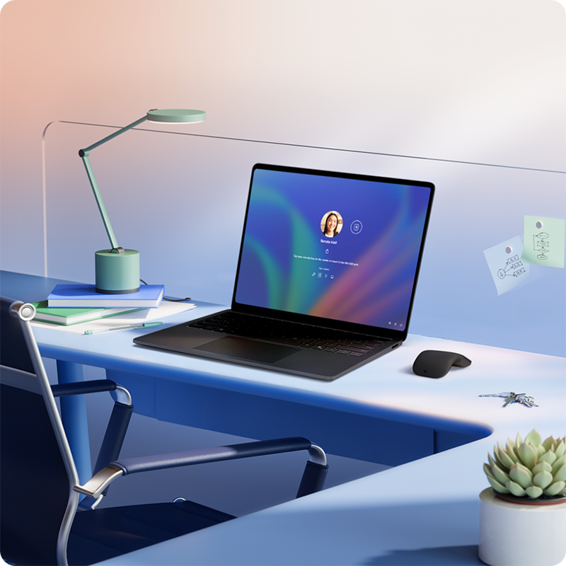 Surface Laptop 商用版上的 Windows Hello 登录屏幕。