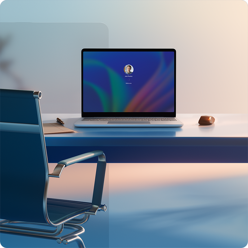 Surface Laptop 商用版上的 Windows Hello 登录屏幕。