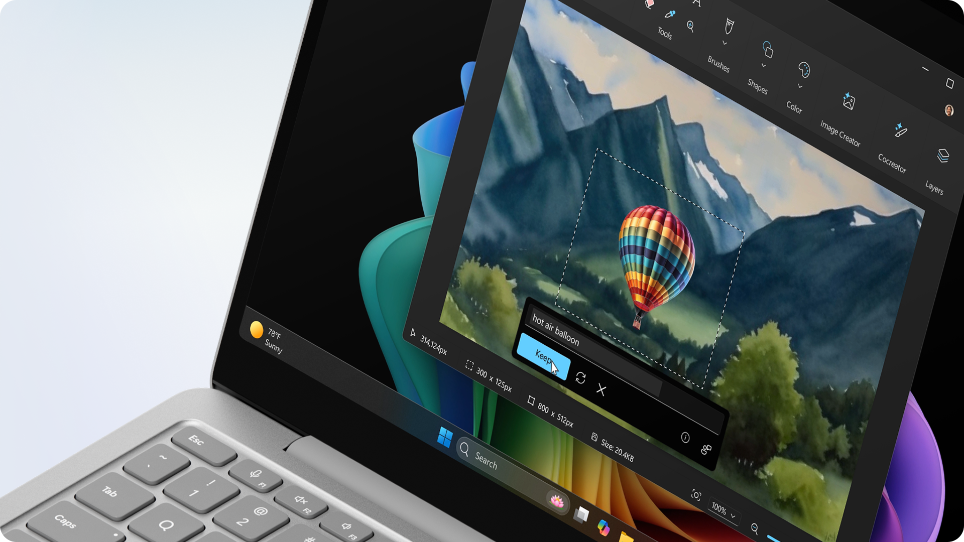 Surface Laptop 商用版显示屏的特写。