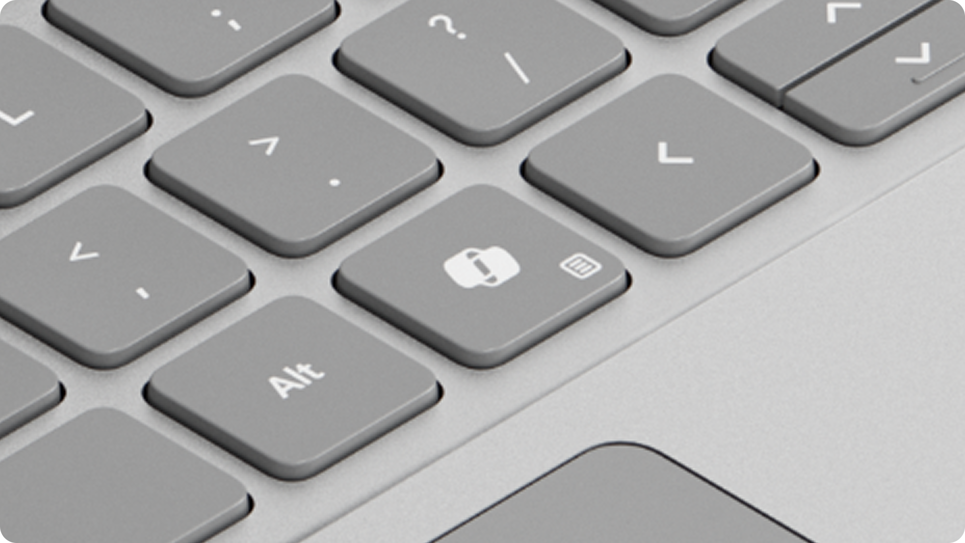 Surface Laptop 键盘的特写视图。