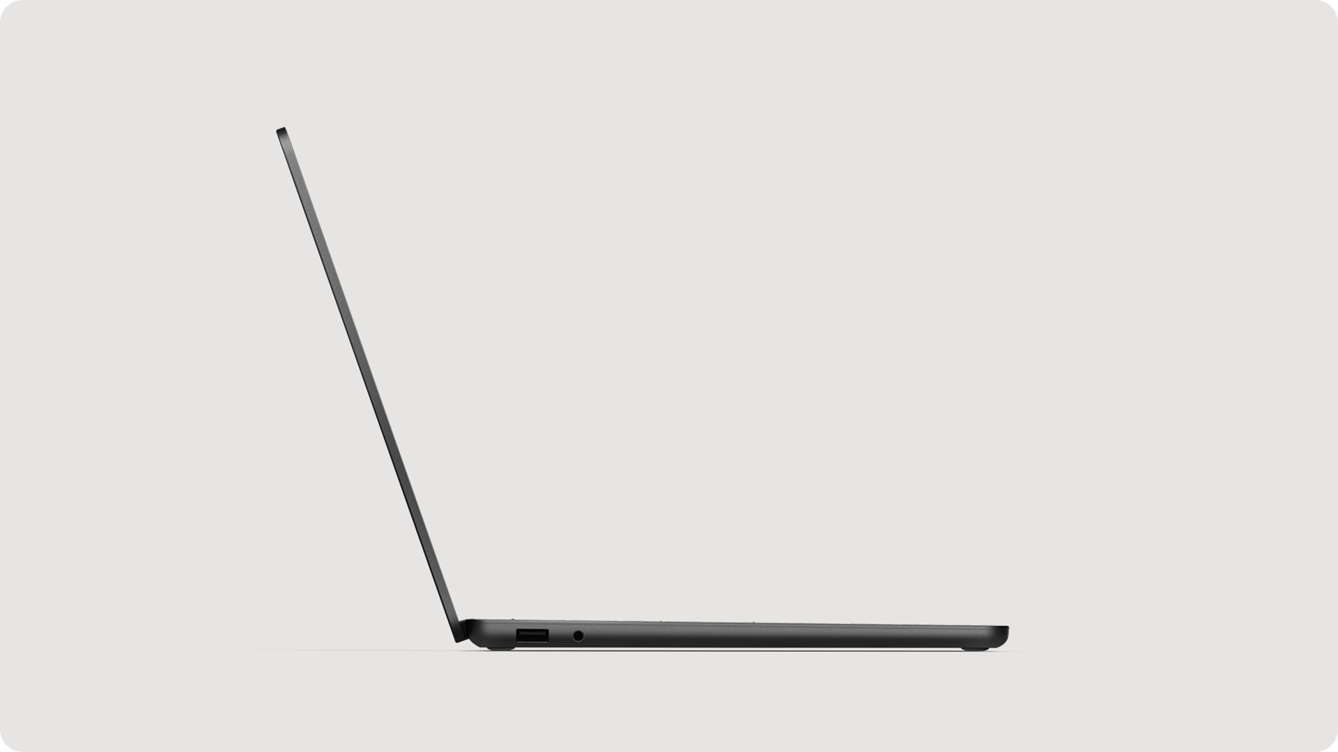 典雅黑 Surface Laptop 商用版 的侧面轮廓视图。
